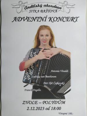 2.12. Adventní koncert ,,Andělský akordeon" - Jitka Baštová Adventní koncert - A.Vivaldi, L.v.Beethoven, P.I.Čajkovský, F.AngelisAdventní koncert: A.Vivaldy, L.v.Beethoven, P.I.Čajkovský, F.Angelis